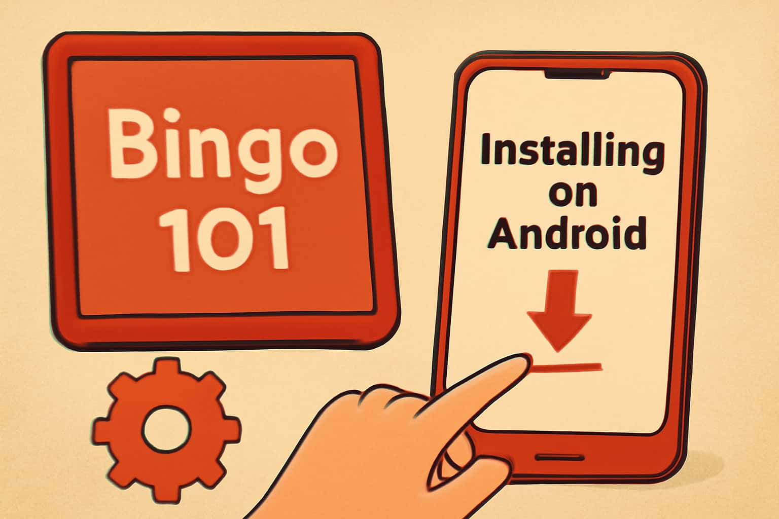 Visual representation of the installation process for the Bingo 101 app on Android.
