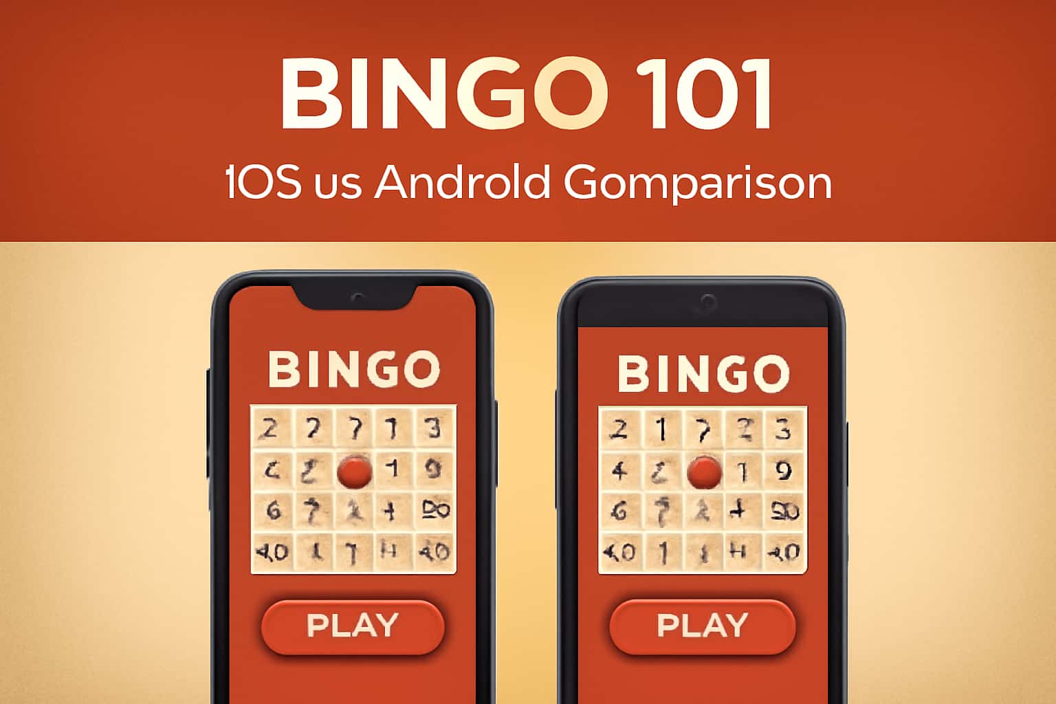 Informational scene depicting Bingo 101: iOS vs Android Comparison with clear titles.