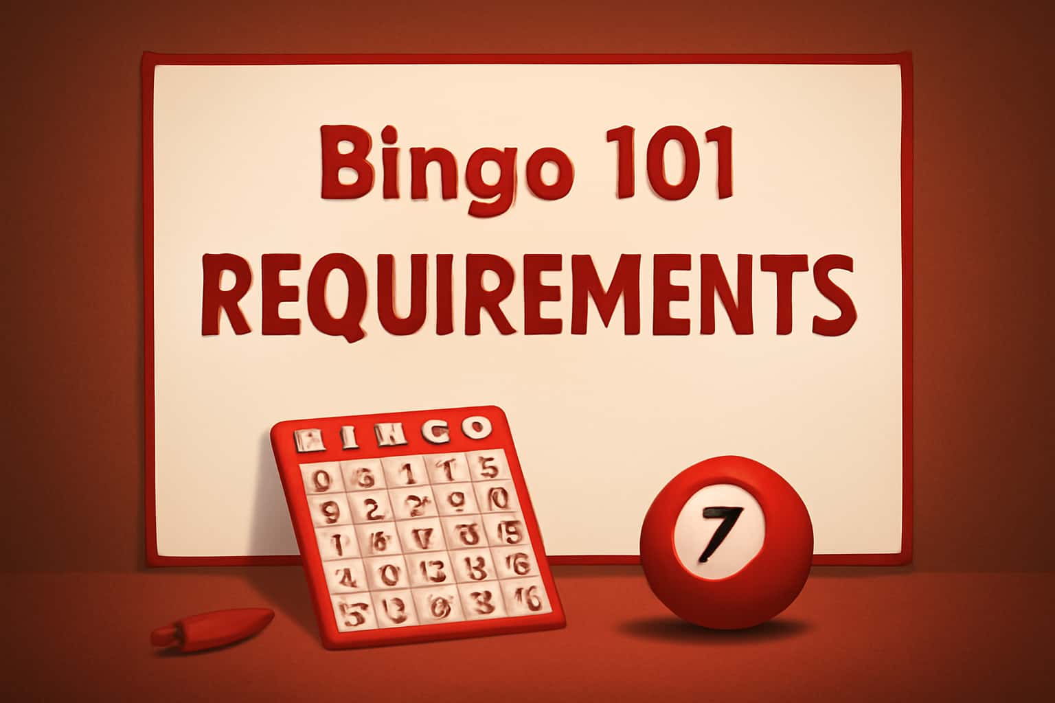 An educational representation of Bingo 101 requirements with the title clearly displayed.