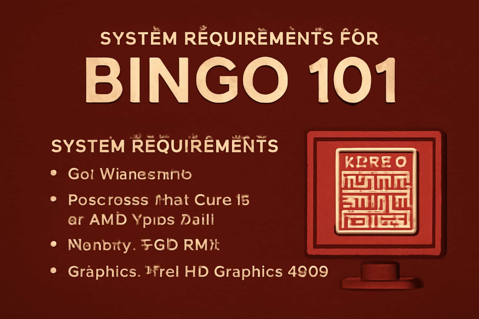 An informational graphic about the system requirements for Bingo 101 featuring the title prominently.