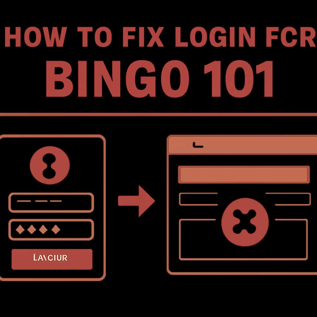 An educational diagram on fixing login issues for Bingo 101.