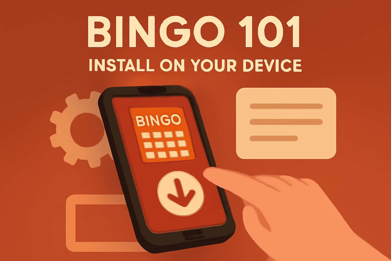 An informative graphic showcasing the process to install Bingo 101 on various devices.