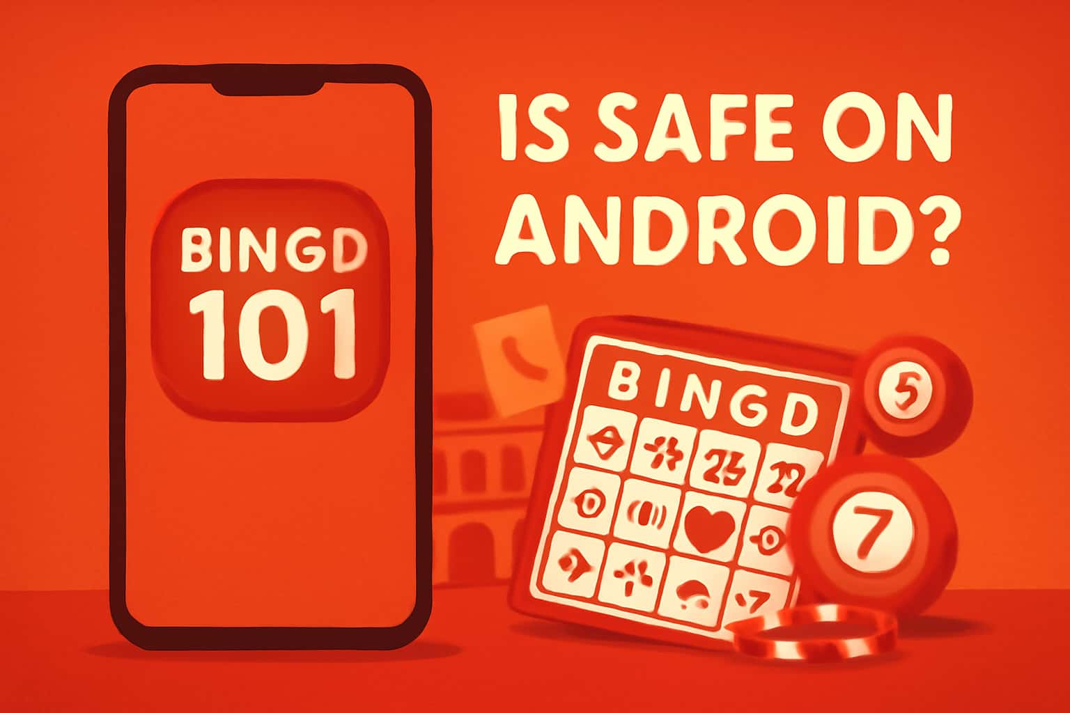 An informative scene discussing the safety of Bingo 101 on Android.